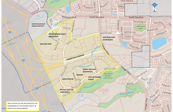 Map that highlights the boundaries of the Noise Hardship Permit that was issued to the Ford Amphitheater