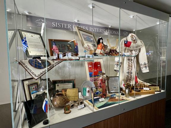 Display of art from Fujiyoshida, Japan, sister city to Colorado Springs through Sister Cities International.