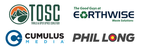 Graphic with the Trails and Open Space Coalition, Earthwise, Cumulus Media, and Phil Long logos