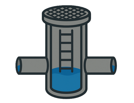 A clip art image of a storm drain manhole