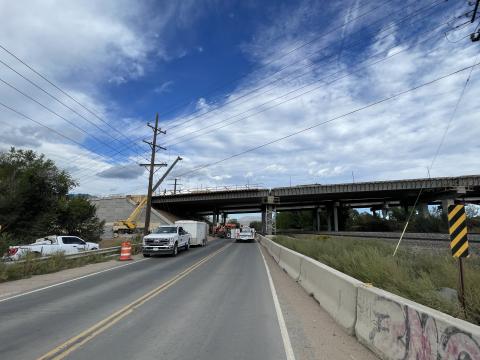 Another view of the construction progress on the Circle Dr. bridge during the day.