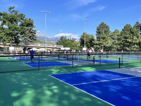 Pickleball courts on a sunny day