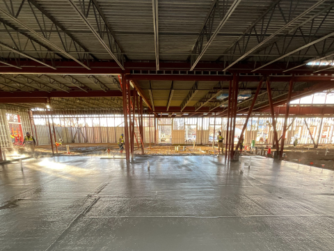 Senior Center interior with the concrete slab freshly laid