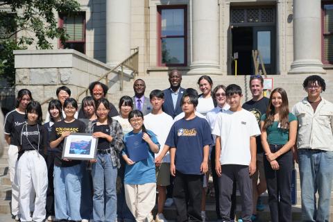 City Council and Mayor Yemi with Students from Fujiyoshida