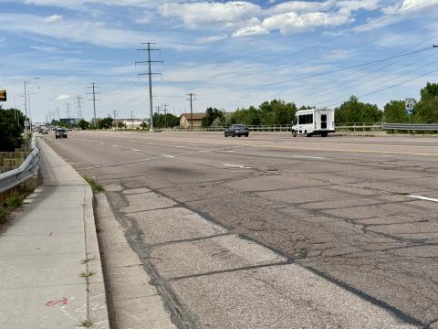 South Academy Boulevard before construction to repave the road started.