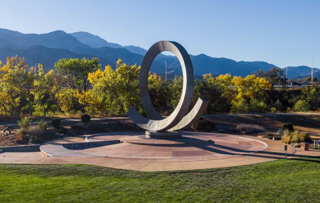 Julie Penrose Fountain and Pikes Peak