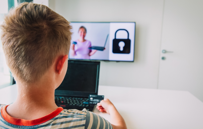 kid on computer