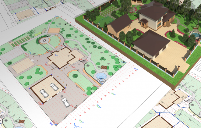 development plan drawing and model