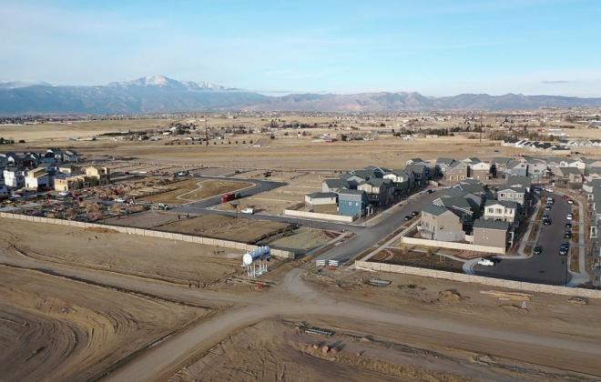 aerial view of new construction 