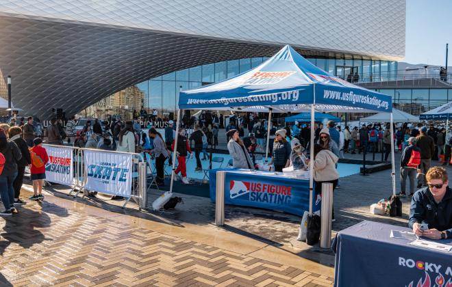 festival tents and displays outside the Olympic & Paralympic museum