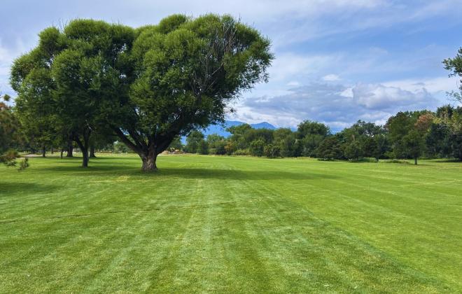 Valley Hi Golf Course on a cloudy summer day