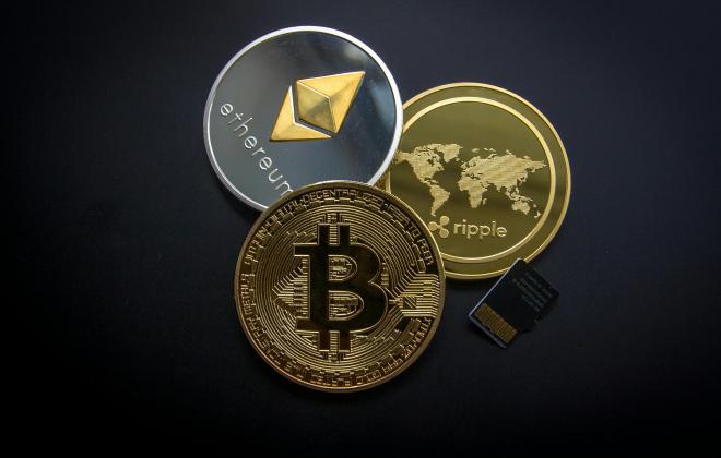 A Group of Cryptocurrency Coins
