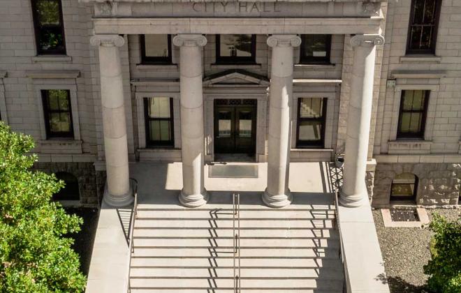 Aerial view of Colorado Springs City Hall Entrance