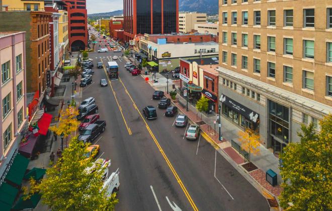 Downtown Colorado Springs Aerial view