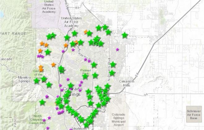 map showing locations of stormwater projects